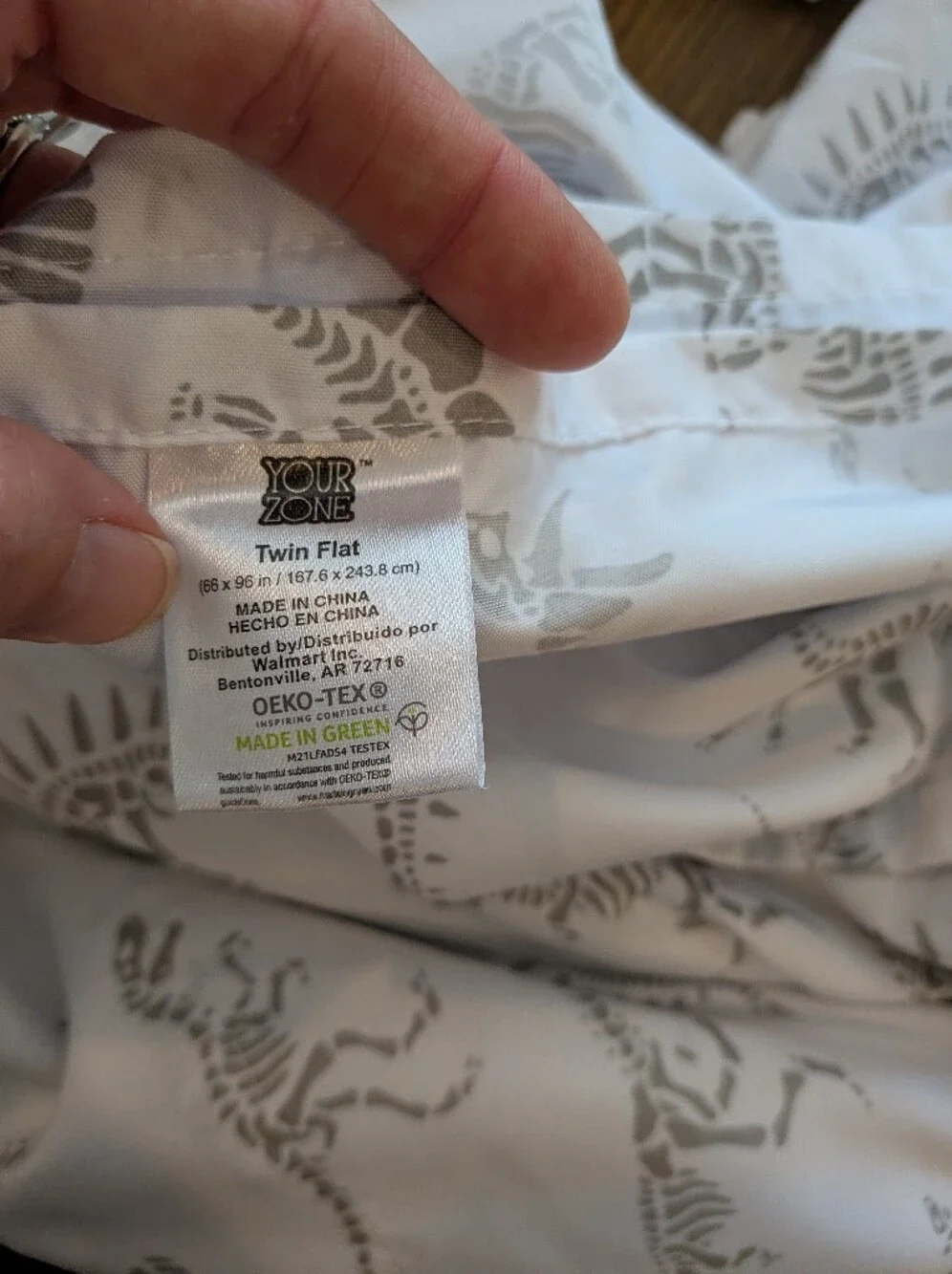 White Dinosaur Skeleton Print Bedding Sheet Set, Twin